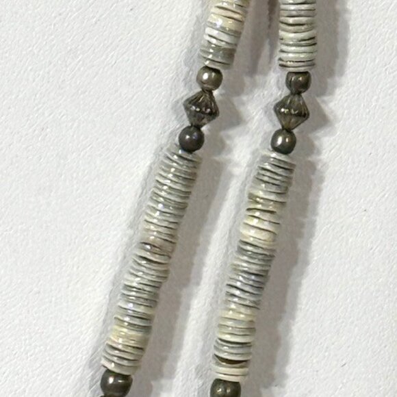 Two-strand sterling silver Zuni inlay bird and heishi necklace. - Picture 6 of 11